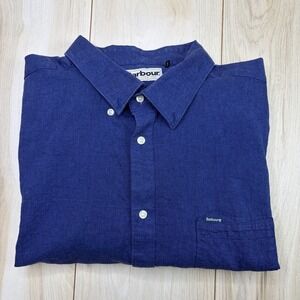 Barbour Men's Tailored Fit Button Up Shirt Chambray Long Sleeve Size XXXL Cotton